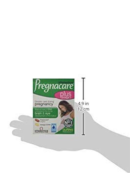 Vitabiotics Pregnacare Plus Omega 3 tablets close-up showing DHA capsule benefits.