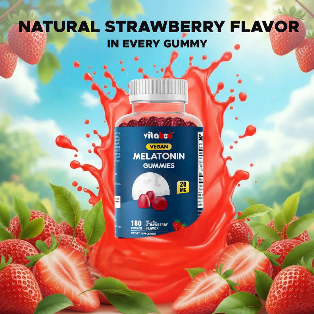 Vitabod Melatonin 20mg gummies serving platter ready for nightly routine