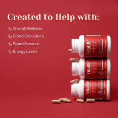 VitalBP capsules close-up, showcasing convenient daily use for cardiovascular wellness.