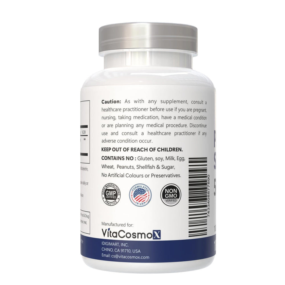 VitaCosmoX gluten-free formula label on bottle