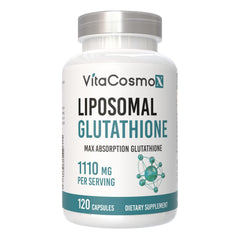 VitaCosmoX liposomal glutathione bottle pour captures easy intake.