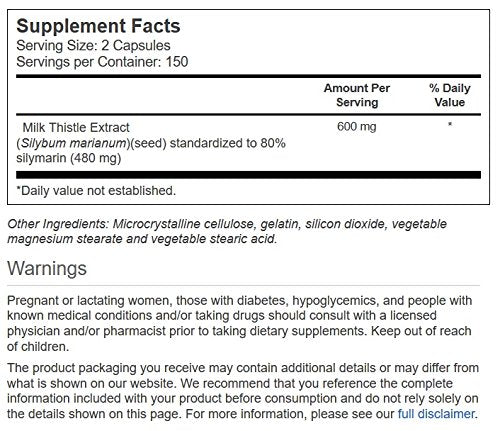Vitacost Milk Thistle Extract capsules for antioxidant protection and daily wellness.