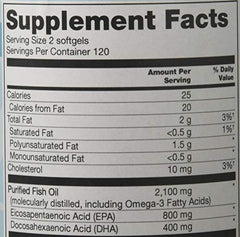 Purity seal on Vitacost Mega EFA Mini Gels package indicating purity.
