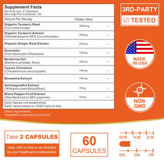 VITACRLLYNMN turmeric with black pepper extract for boosted bioavailability.