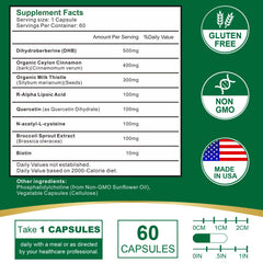 VITACRLLYNMN dihydroberberine capsules packshot highlighting 180 capsules for daily use.