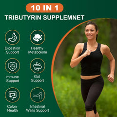 VITACRLLYNMN Tributyrin packaging emphasizes mushroom complex and health blend.
