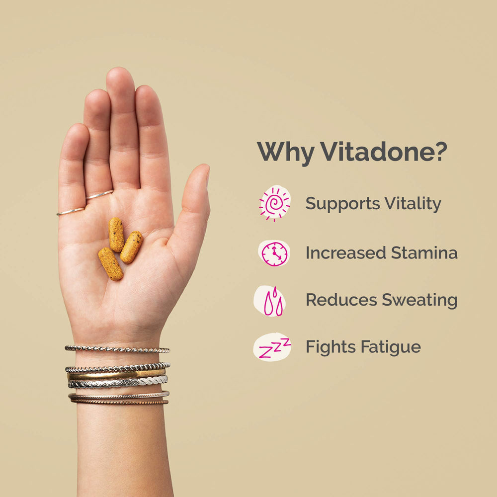 Close-up of Vitadone tablets for easy daily intake