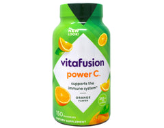 Close-up of Vitafusion Power C gummies showcasing tangy orange flavor
