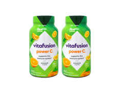 Vitafusion Power C orange bottle showing tangy gummies for immune support and daily convenience.