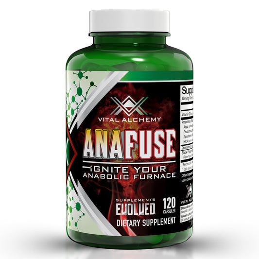 Vital Alchemy Anafuse bottle with Turkesterone blend for workouts and recovery.