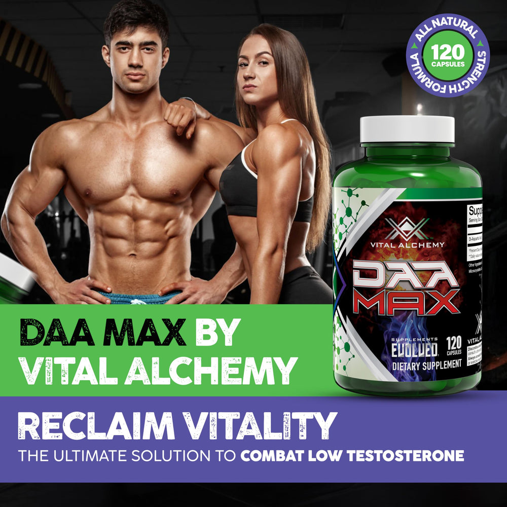 Vital Alchemy DAA MAX capsules closeup highlighting dosage