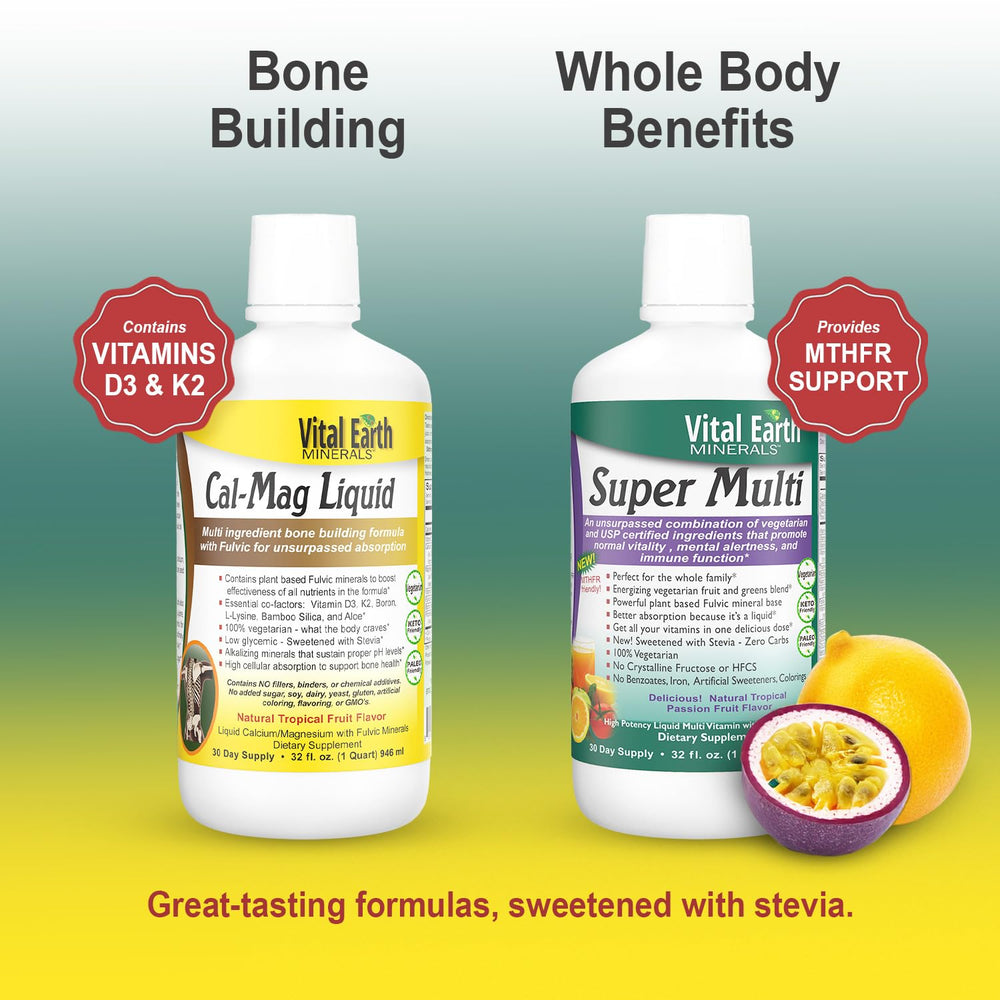 Glass of water with Vital Earth Minerals blended liquid supplement