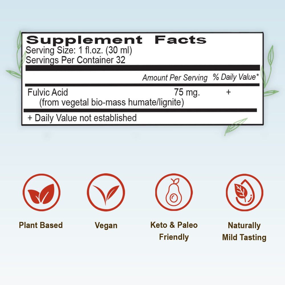 Vital Earth Minerals liquid with neutral taste, easy to mix with water.