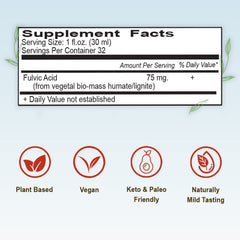 Vital Earth Minerals liquid with neutral taste, easy to mix with water.