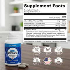 Vital Nootropic packaging display signals a trusted 30-day supply.