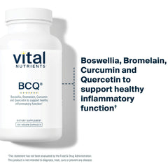 Vital Nutrients BCQ label closeup shows clean-label, non-GMO ingredients