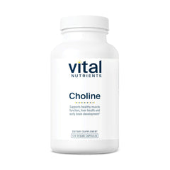 Vital Nutrients Choline 550mg bottle front view highlighting brain support