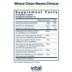 Vital Nutrients Cortisol Balance capsules close-up for daily stress support