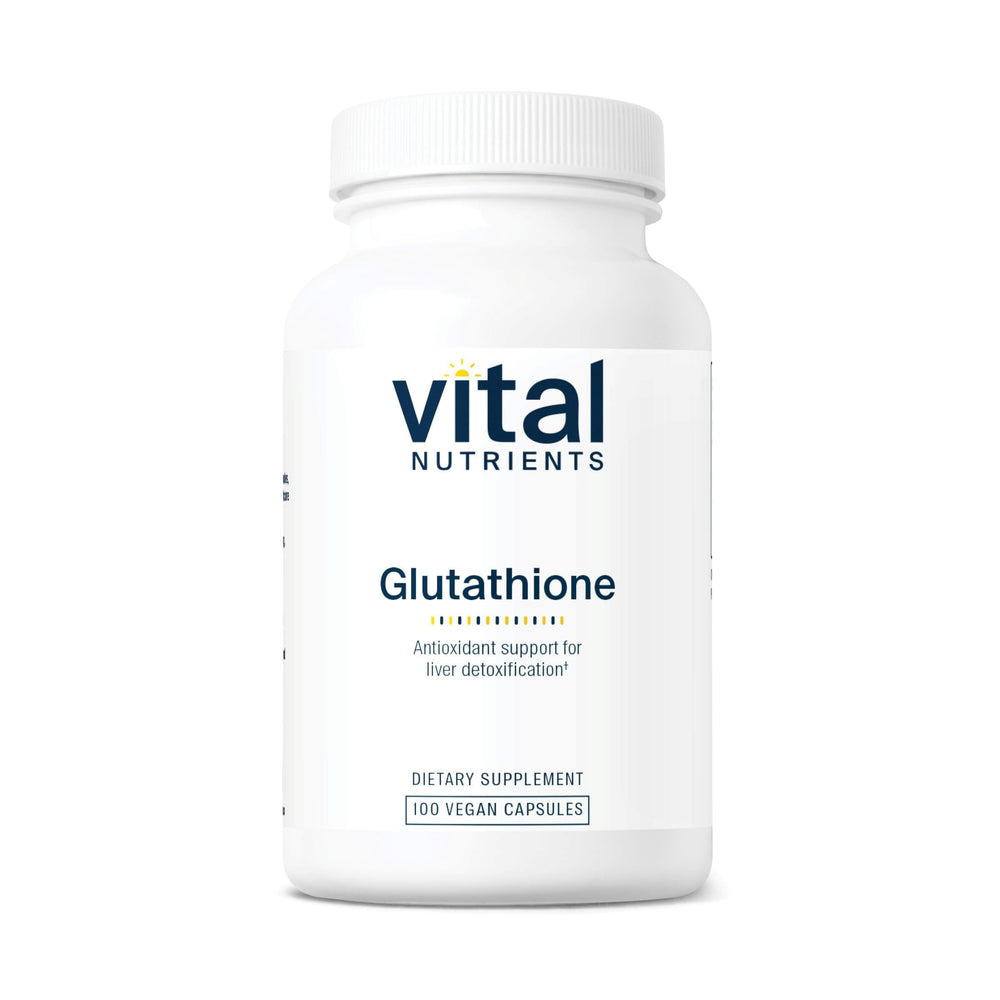 Vital Nutrients Glutathione 400mg bottle, front view, vegan formula supporting wellness