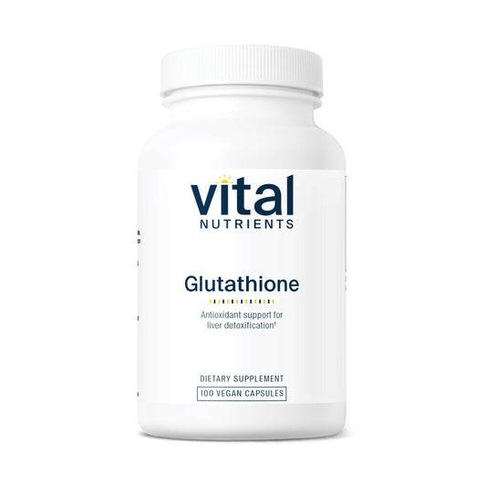 Vital Nutrients Glutathione 400mg bottle, front view, vegan formula supporting wellness