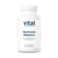 Vital Nutrients Hormone Balance bottle and capsules for vegan DIM support.