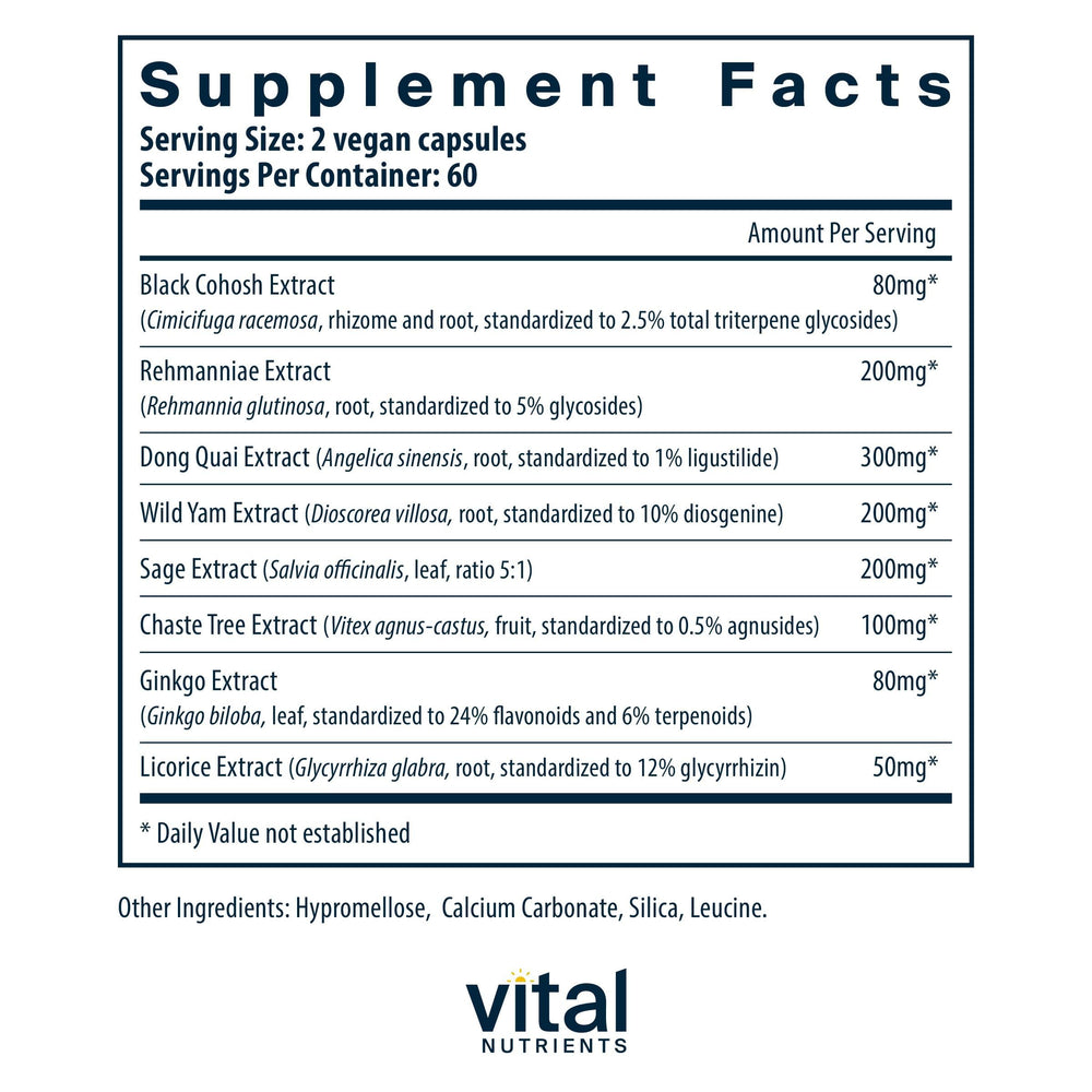 Vital Nutrients Menopause Support capsules close-up