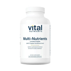 Vital Nutrients Multi-Nutrients 2 bottle showcases copper-forward, iron-free formula for daily wellness.