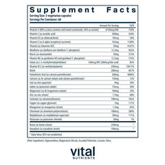 Vital Nutrients Multi-Nutrients capsules resting in a clean bottle for daily support and absorption.