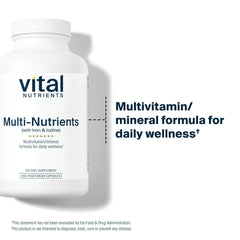 Vital Nutrients Multi-Nutrients label showing transparent ingredient list and clean-label promise.
