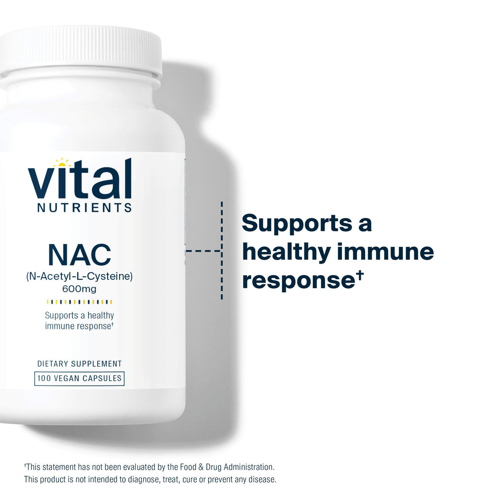 Vital Nutrients NAC 600mg packaging 360view — compact bottle for daily use