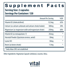 Vital Nutrients Osteo-Nutrients II capsules displayed for daily use.