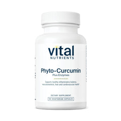 Vital Nutrients Phyto-Curcumin Plus Enzymes bottle front supports daily balance.