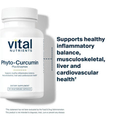 Vital Nutrients Phyto-Curcumin Plus Enzymes capsules arranged for easy daily use.
