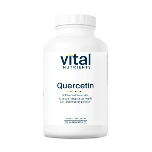 Vital Nutrients Quercetin bottle cap close-up for daily wellness.