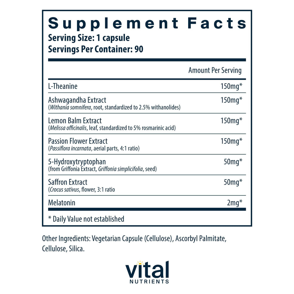 Vital Nutrients Sleep and Recover capsule close-up highlights vegan, allergen-free formula.