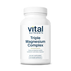 Vital Nutrients Triple Magnesium bottle showcases vegan formula for daily wellness