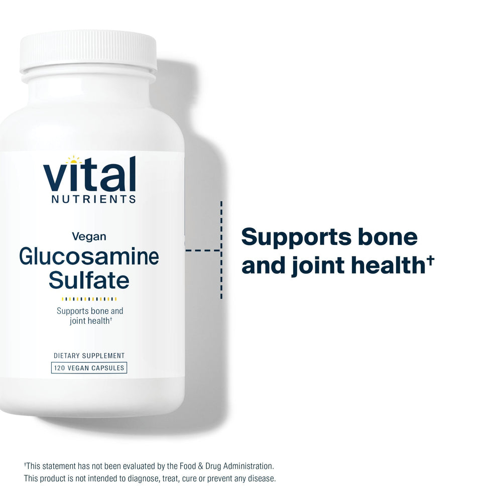 Vital Nutrients vegan glucosamine sulfate tablets on a white background