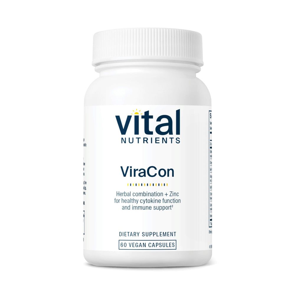 Vital Nutrients ViraCon packaging highlights vegan immune support formula.