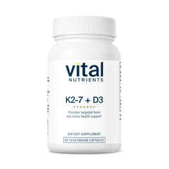 Vital Nutrients Vitamin D3 K2 2000 IU bottle poured for easy daily dosing.