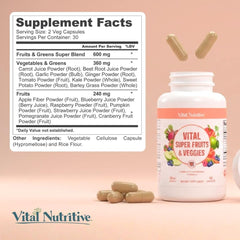 Daily wellness routine with Vital Nutritive capsules hints at sustained energy and digestion support.