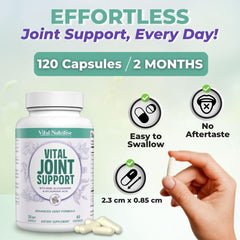 VITAL NUTRITIVE label highlights glucosamine and hyaluronic acid for joints.