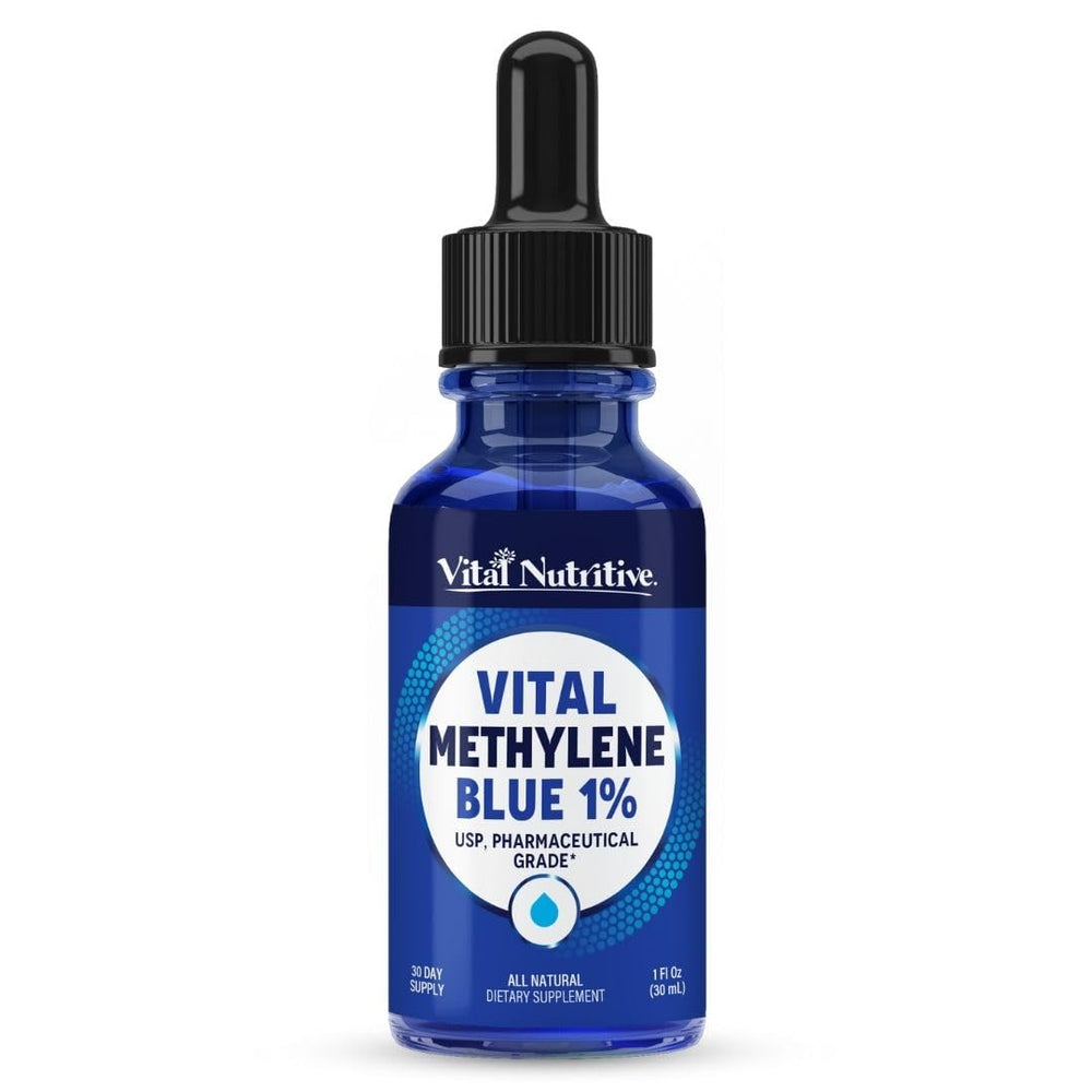 Vital Nutritive Methylene Blue Drops bottle with pour spout enables precise dosing