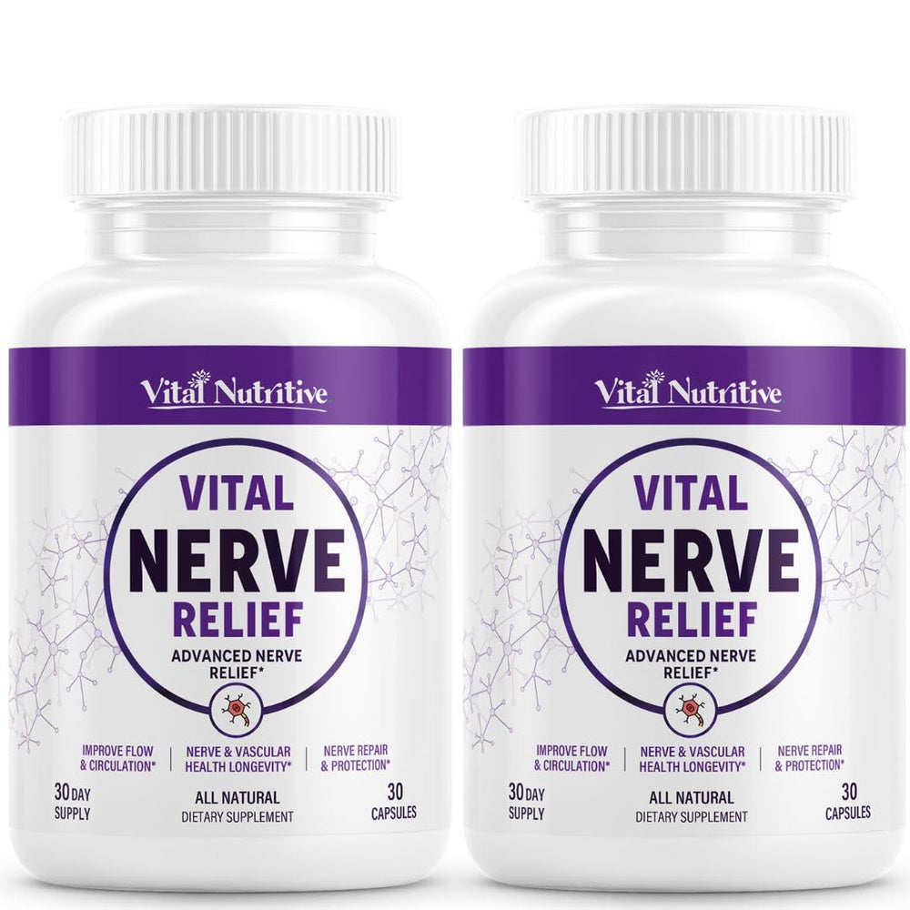 Vital Nutritive nerve-relief bottle close-up for daily nerve comfort