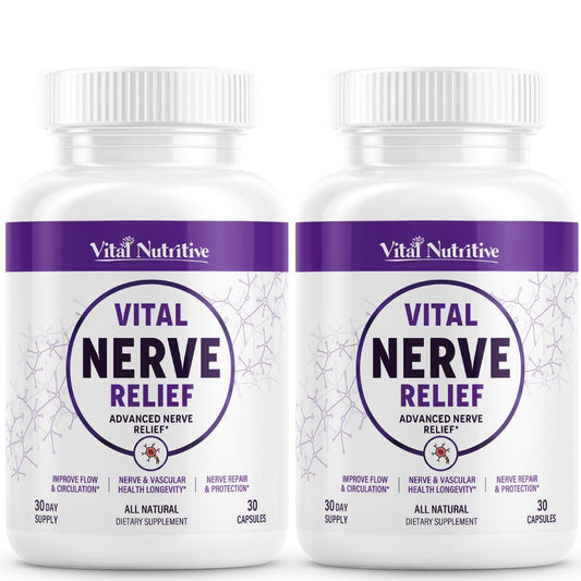 Vital Nutritive nerve-relief bottle close-up for daily nerve comfort