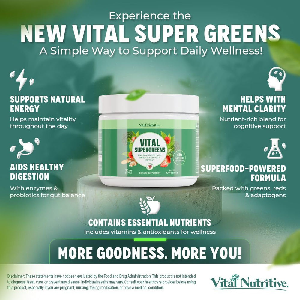 Vital Nutritive Vital Greens probiotic blend supports daily gut health