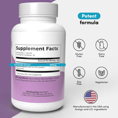 Vital Peak Artichoke label closeup, 500 mg potency and production details