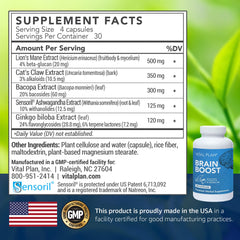 Vital Plan Brain Boost capsules closeup for easy daily use and steady focus.