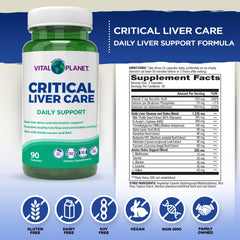 Vital Planet Critical Liver Care capsules for convenient daily liver support.