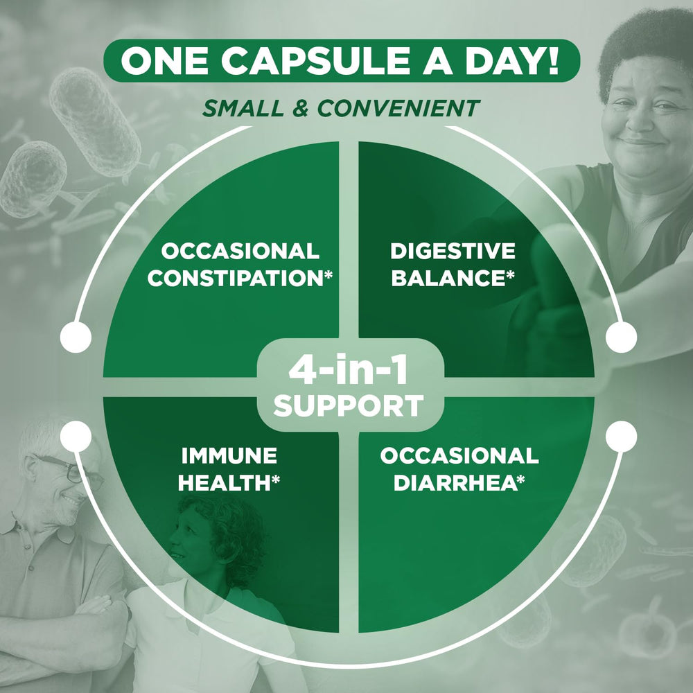 Vital Flora with organic prebiotics nourishes diverse gut bacteria.