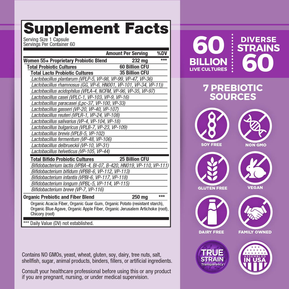 Vital Flora 60B CFU daily dosage promotes probiotic routine